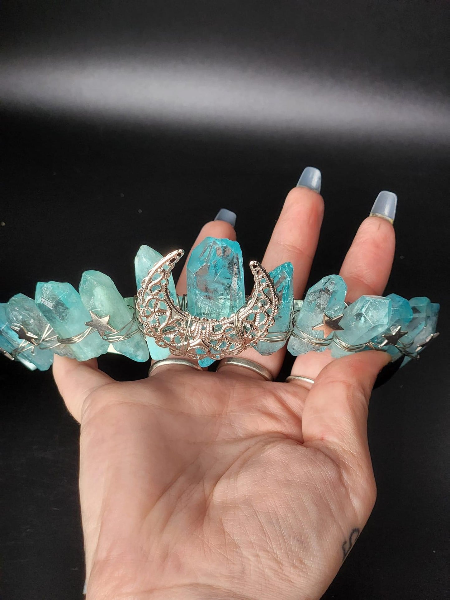Aqua Aura Quartz Crown