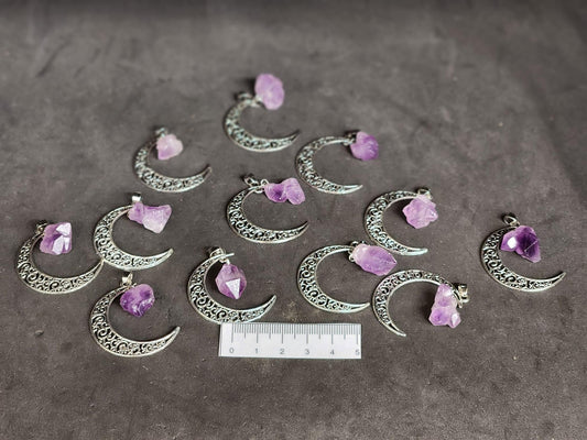 Amethyst Crescent Moon Pendant