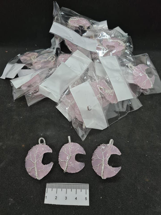 Rose Quartz Moon Pendants