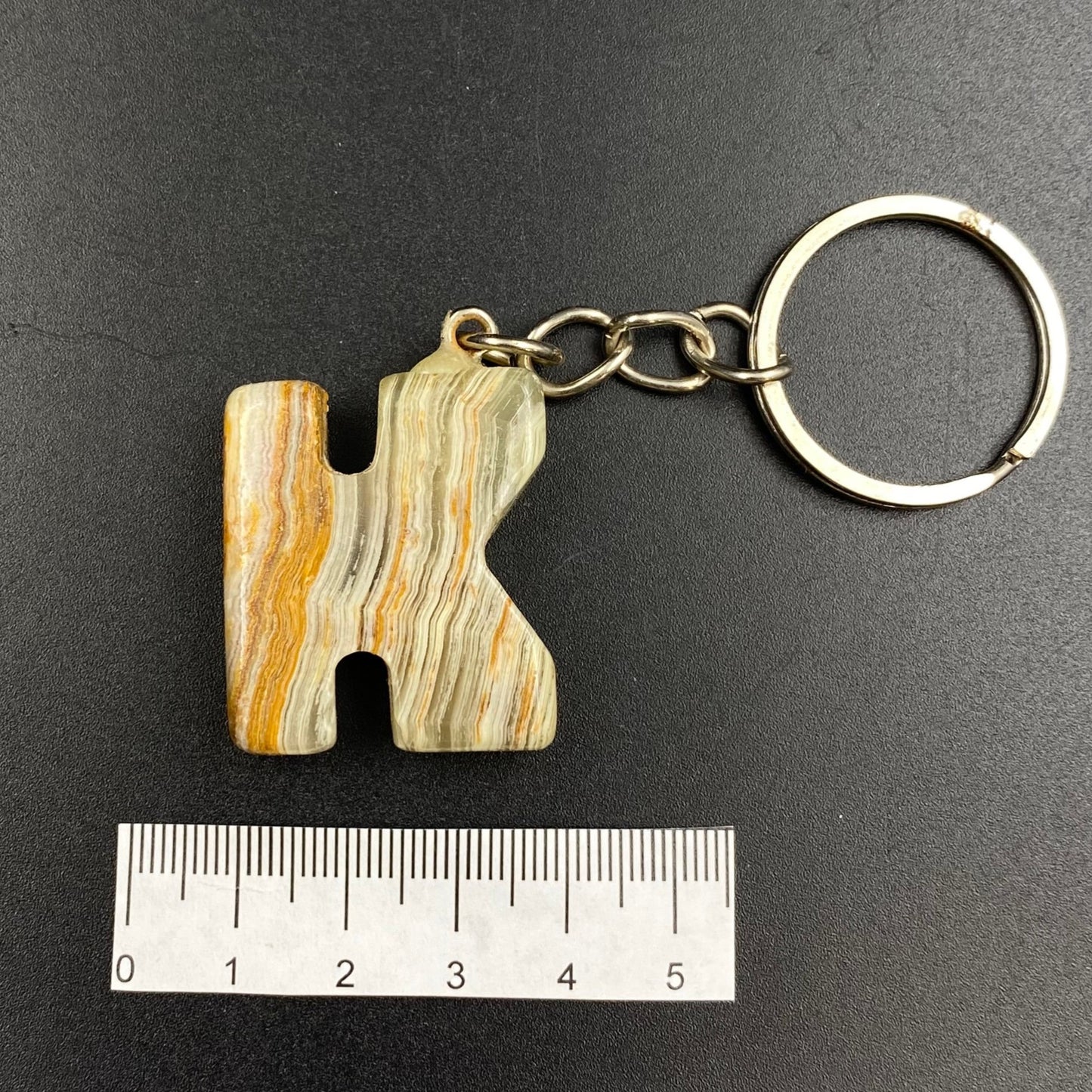 Green Onyx Letter Keychains