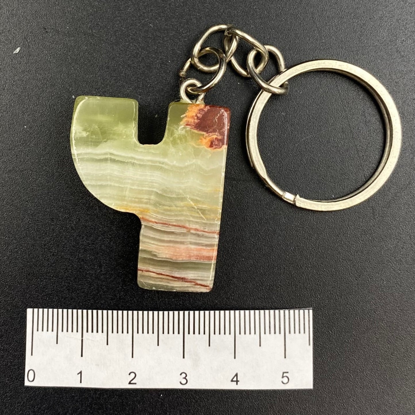 Green Onyx Letter Keychains