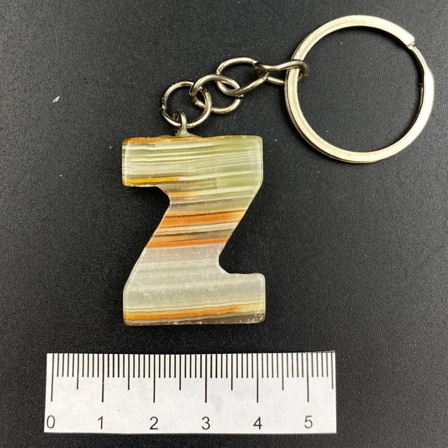 Green Onyx Letter Keychains