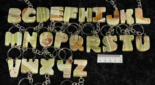 GREEN ONYX ALPHABET KEYRINGS