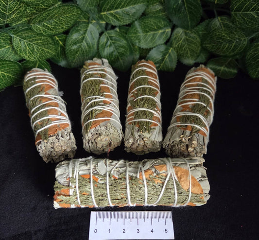 WHITE SAGE WITH ORANGE PETALS & CEDAR