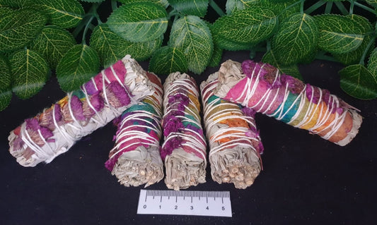WHITE SAGE SMUDGE STICKS WITH CHAKRA PETALS