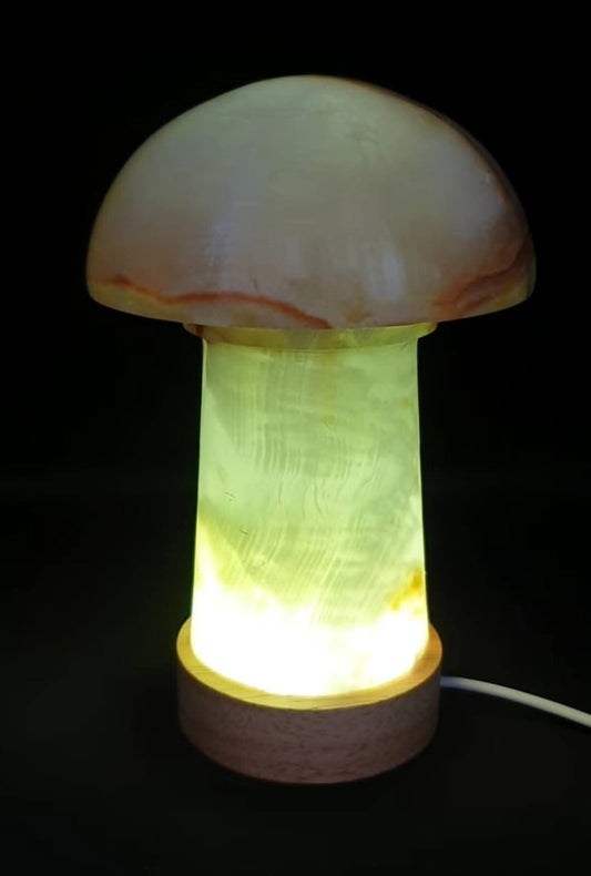WHITE ONYX MUSHROOM LAMP