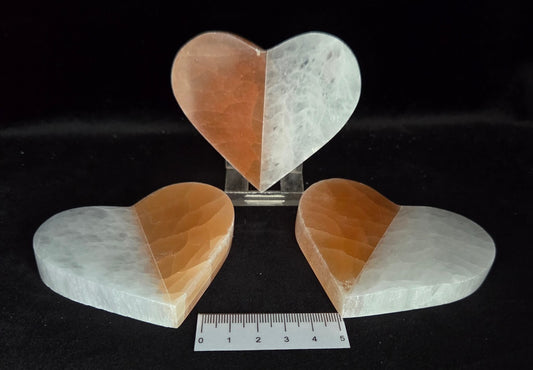 PEACH & WHITE SELENITE HEARTS
