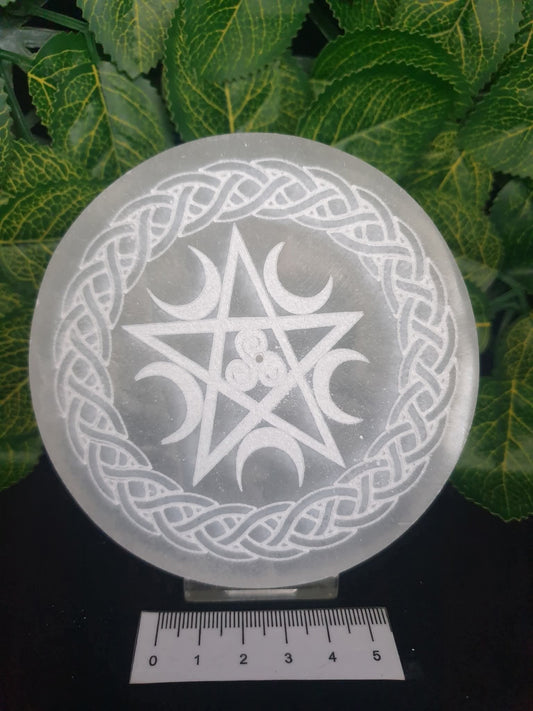 SELENITE PENTAGRAM & MOON INCENSE HOLDER