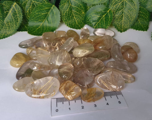 HIGH GRADE RUTILE QUARTZ TUMBLES - 200G