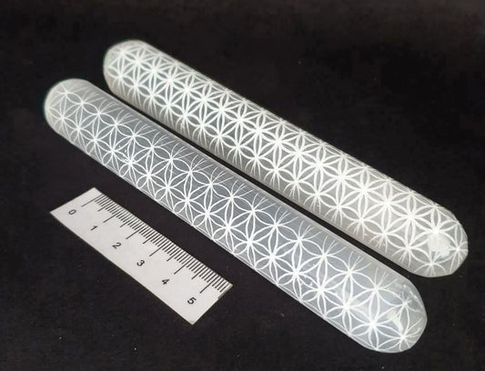SELENITE FLOWER OF LIFE WANDS