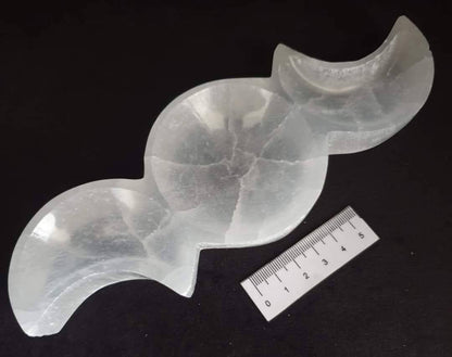SELENITE TRIPLE MOON TRINKET BOWL