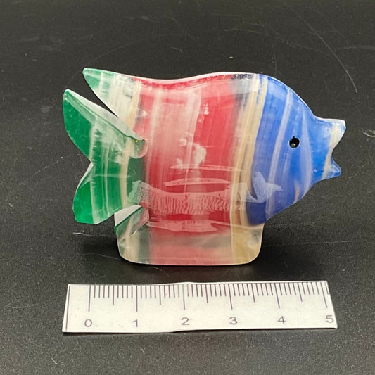 Blue, Pink and Green White Onyx Fish