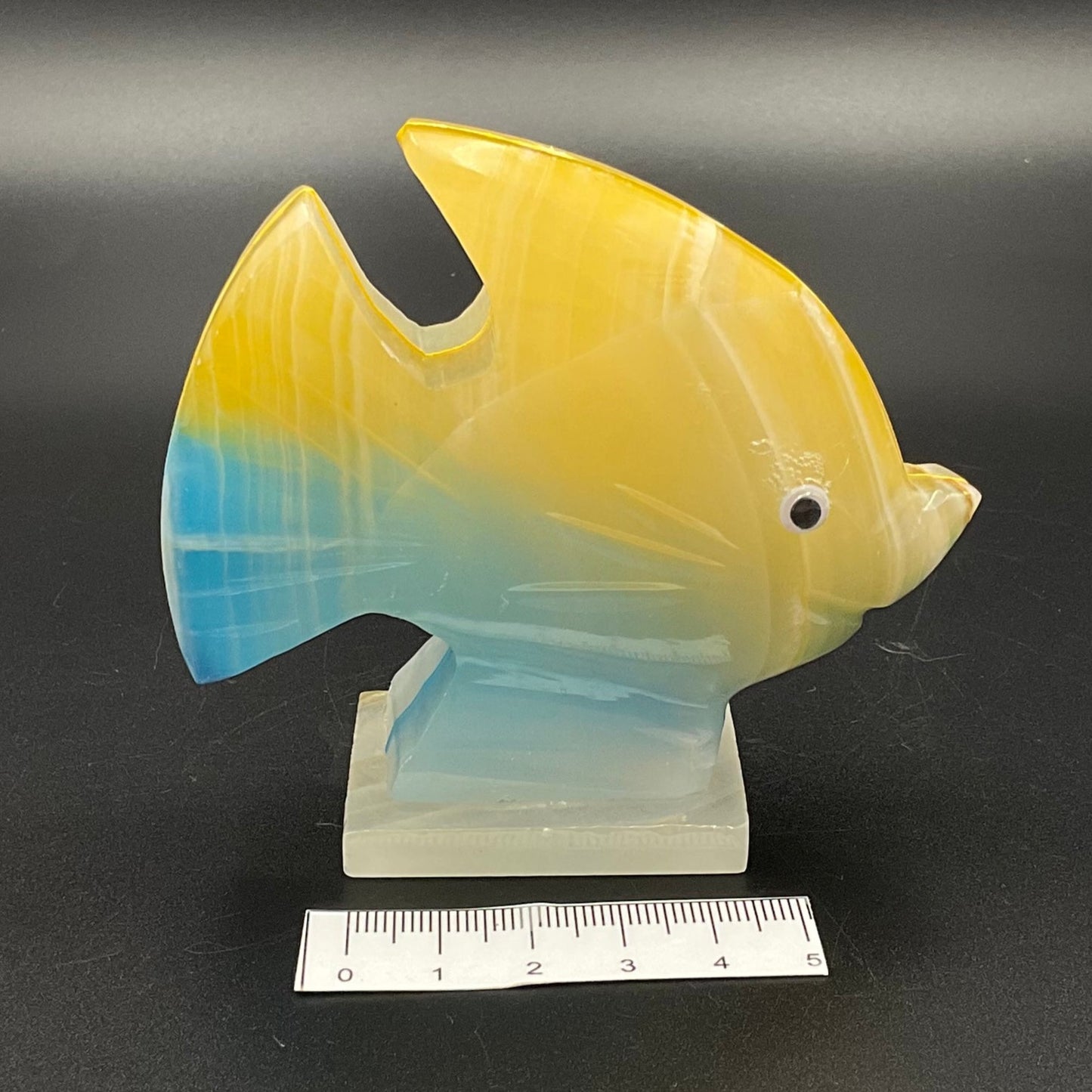 Dyed Yellow and Blue White Onyx Fish
