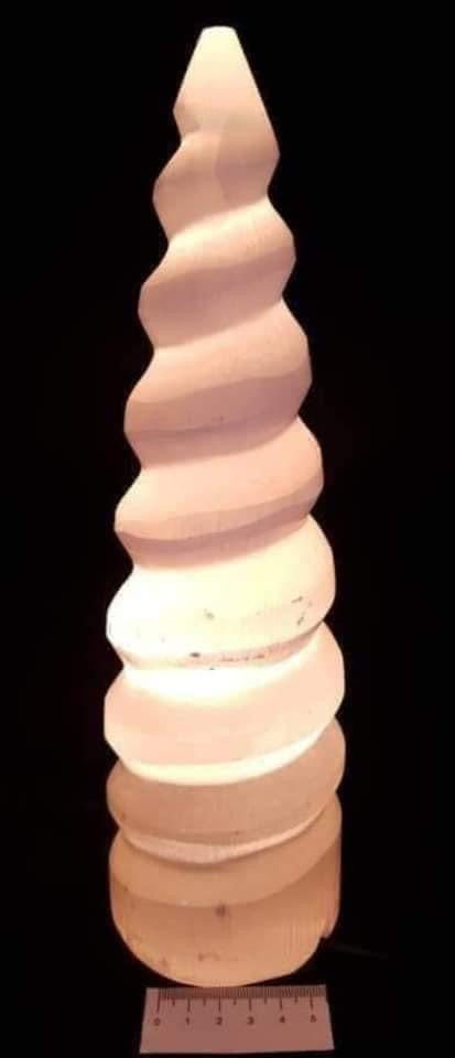 SELENITE SPIRAL ORNAMENT/LAMP 30CM