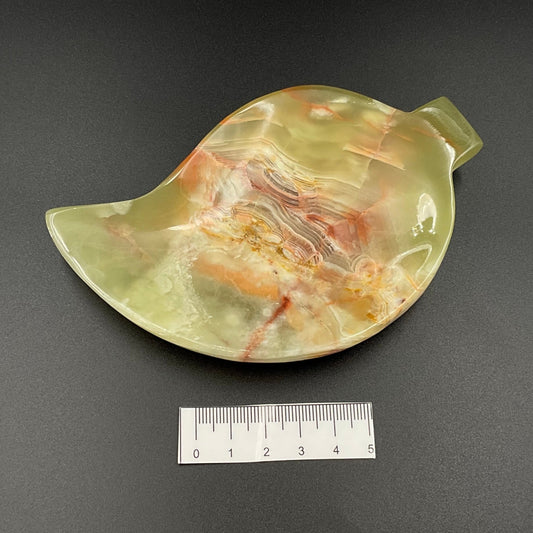 Green Onyx Mango Leaf Bowl