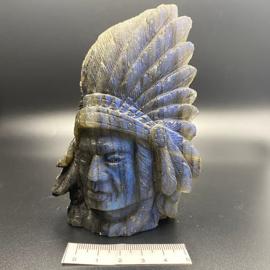 Labradorite Indian Chief Carving