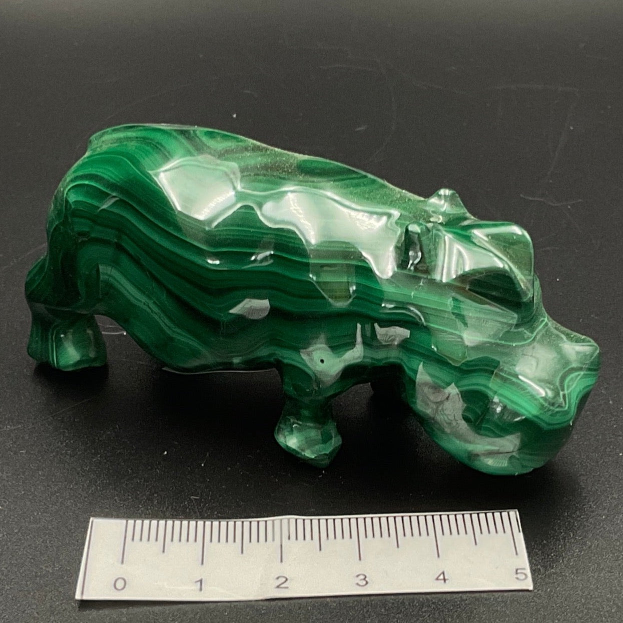 Malachite Hippo Carving