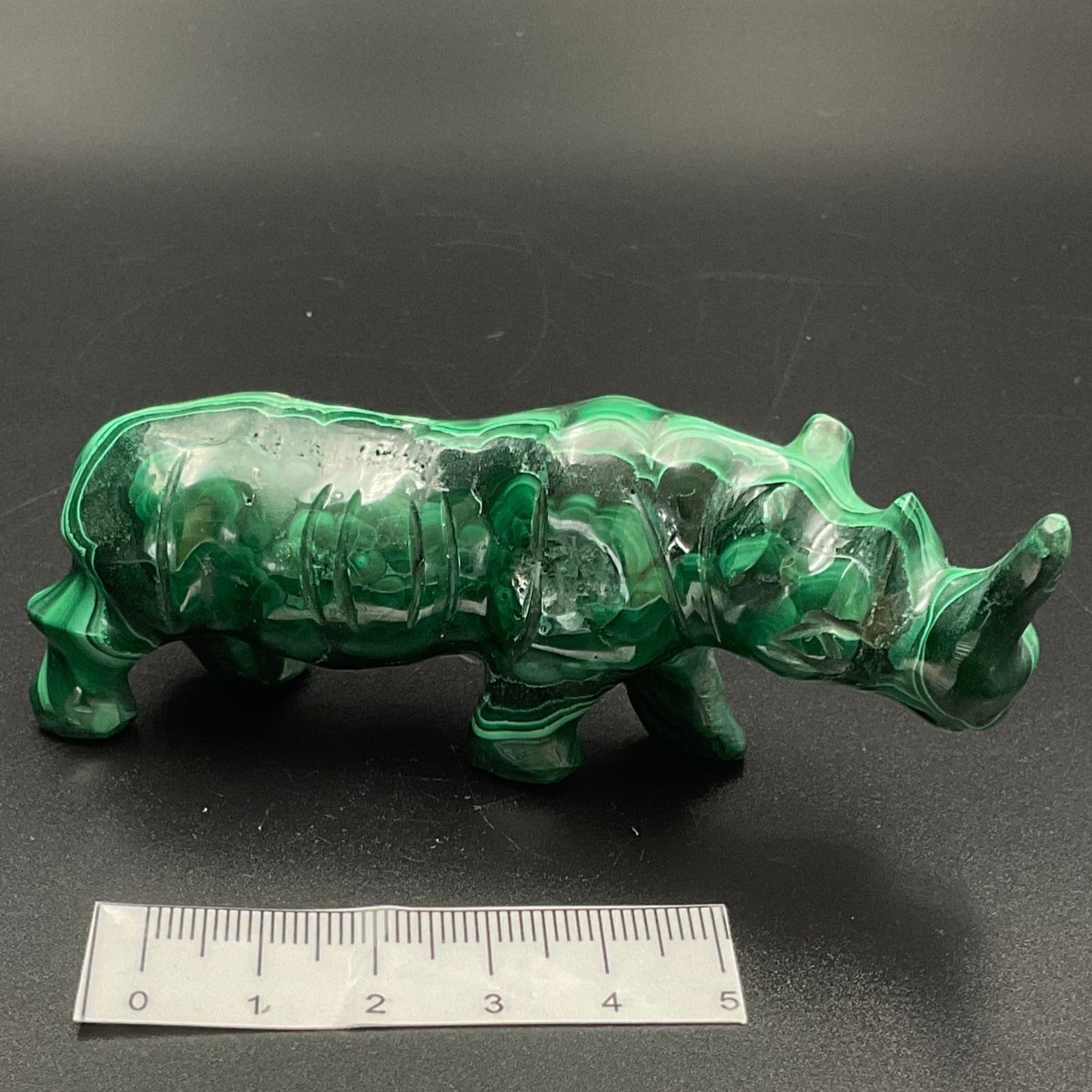 Malachite Rhino Carving
